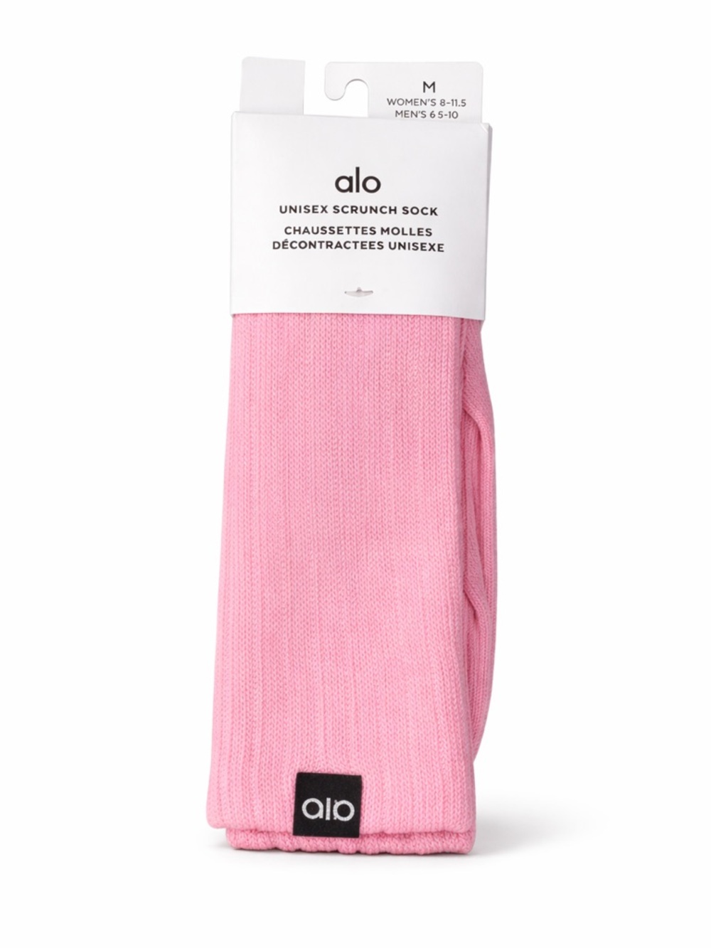 Alo Yoga Pink Scrunch Socks M Unisex Crew Ribbed Cozy Soft NWT